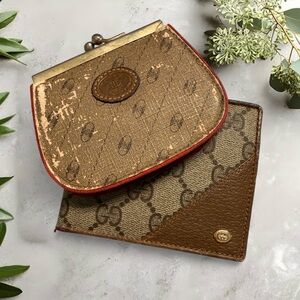 Gucci Bundle Vintage Accessories Wallet & Kiss-Lock Coin Purse Set